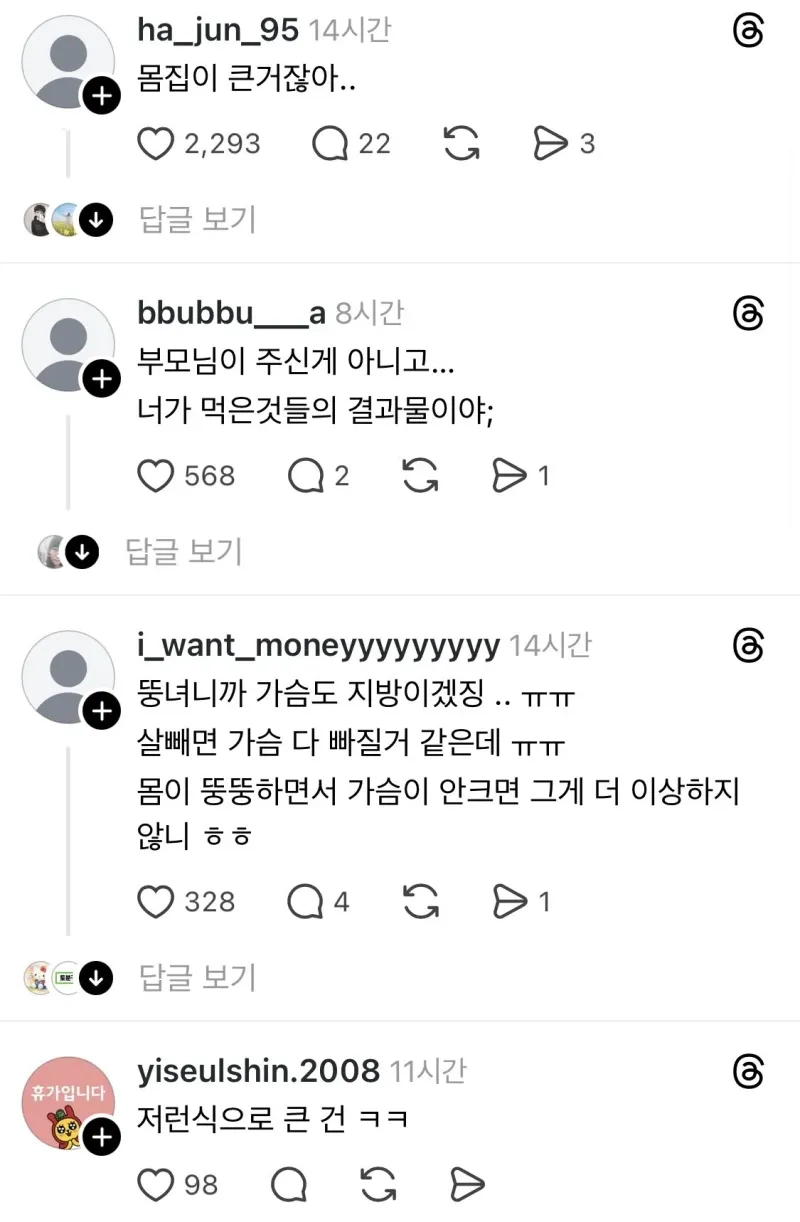 ㅇㅎ) 내가 가슴 크다고 인정은안해 라는 글에 달린 댓글