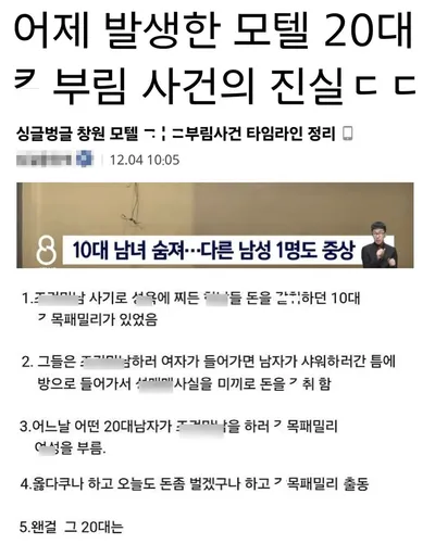 어제 발생한 모텔 20대 ㅋ부림 사건의 진실